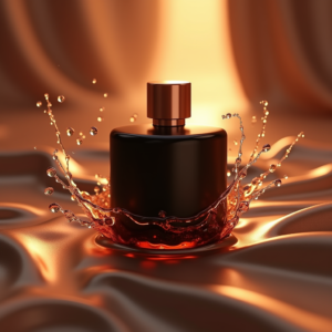 Cosmetics — Sleek Matte-black Perfume Bottle With A Product Ads #0061 (Gemini)
