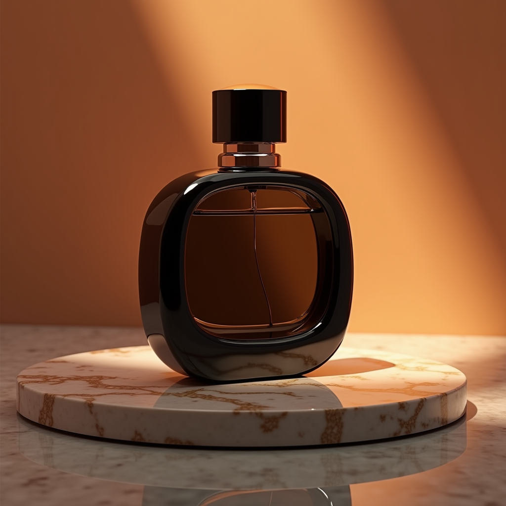 Cosmetics — Sleek Matte-black Perfume Bottle With A Product Ads #0085 (Gemini)