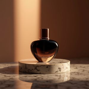 Cosmetics — Sleek Matte-black Perfume Bottle With A Product Ads #0103 (Seedream)