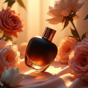 Cosmetics — Sleek Matte-black Perfume Bottle With A Product Ads #0109 (Gemini)