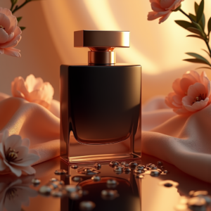 Cosmetics — Sleek Matte-black Perfume Bottle With A Product Ads #0121 (Gemini)