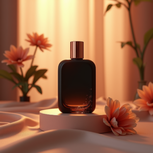 Cosmetics — Sleek Matte-black Perfume Bottle With A Product Ads #0139 (Seedream)