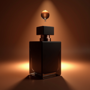 Cosmetics — Sleek Matte-black Perfume Bottle With A Product Ads #0151 (Seedream)