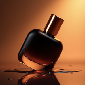 Cosmetics — Sleek Matte-black Perfume Bottle With A Product Ads #0157 (Gemini)