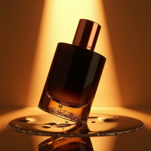 Cosmetics — Sleek Matte-black Perfume Bottle With A Product Ads #0181 (Gemini)