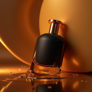 Cosmetics — Sleek Matte-black Perfume Bottle With A Product Ads #0193 (Gemini)