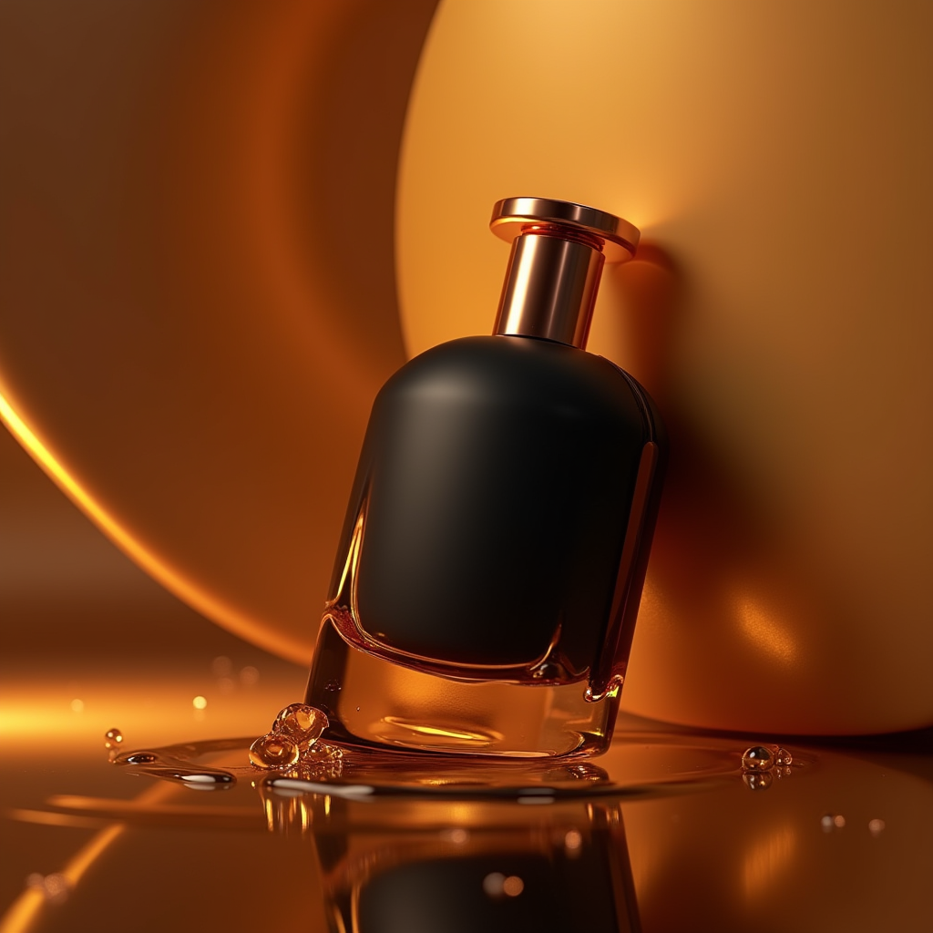 Cosmetics — Sleek Matte-black Perfume Bottle With A Product Ads #0193 (Gemini)