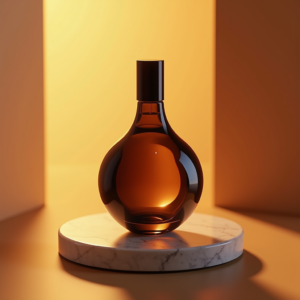 Cosmetics — Sleek Matte-black Perfume Bottle With A Product Ads #0317 (Ideogram)