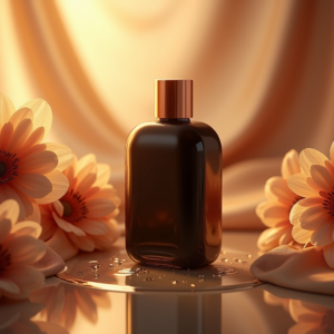 Cosmetics — Sleek Matte-black Perfume Bottle With A Product Ads #0335 (FLUX)
