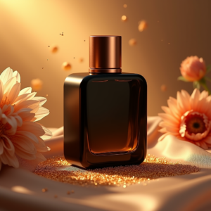 Cosmetics — Sleek Matte-black Perfume Bottle With A Product Ads #0341 (Ideogram)