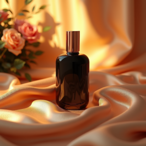 Cosmetics — Sleek Matte-black Perfume Bottle With A Product Ads #0347 (FLUX)