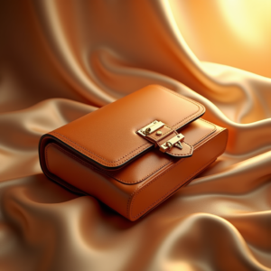 Cosmetics — Tailored Leather Handbag With Polished Gold Product Ads #0028 (Recraft)