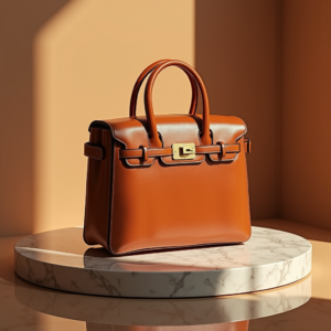 Cosmetics — Tailored Leather Handbag With Polished Gold Product Ads #0088 (Recraft)