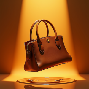 Cosmetics — Tailored Leather Handbag With Polished Gold Product Ads #0148 (Recraft)