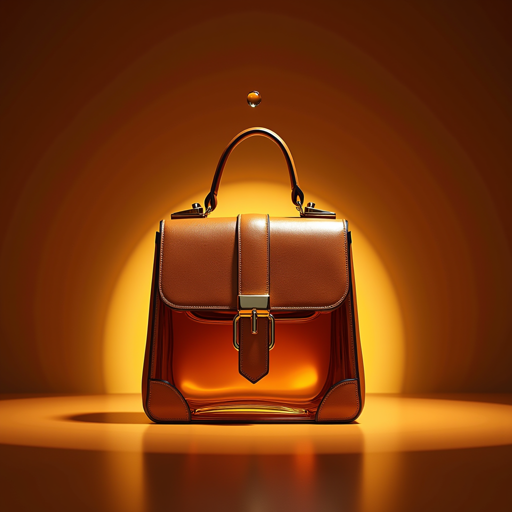 Cosmetics — Tailored Leather Handbag With Polished Gold Product Ads #0154 (Stable Diffusion)