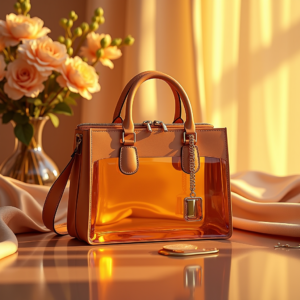 Cosmetics — Tailored Leather Handbag With Polished Gold Product Ads #0338 (ChatGPT)