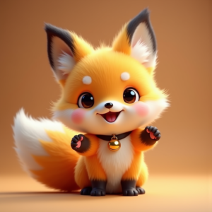 Cute Characters — Chibi-style Fox Spirit With Fluffy Tri-colour Character #0049 (Firefly)