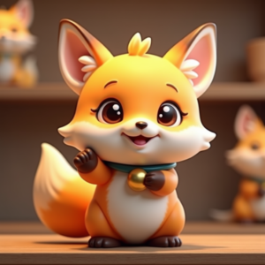 Cute Characters — Chibi-style Fox Spirit With Fluffy Tri-colour Character #0085 (Firefly)