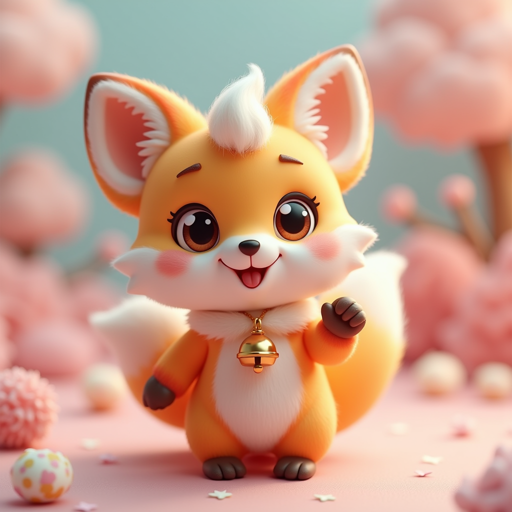 Cute Characters — Chibi-style Fox Spirit With Fluffy Tri-colour Character #0193 (Firefly)