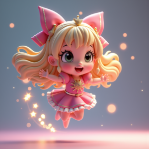 Cute Characters — Magical Girl Character With Flowing Ribbon-trimmed Character #0006 (Dreamina)