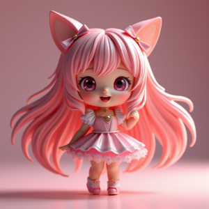 Cute Characters — Magical Girl Character With Flowing Ribbon-trimmed Character #0018 (Dreamina)