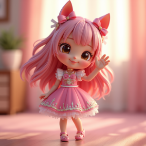 Cute Characters — Magical Girl Character With Flowing Ribbon-trimmed Character #0054 (Dreamina)