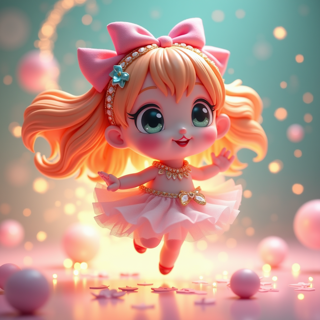 Cute Characters — Magical Girl Character With Flowing Ribbon-trimmed Character #0114 (Dreamina)