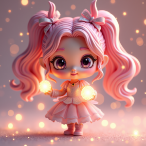 Cute Characters — Magical Girl Character With Flowing Ribbon-trimmed Character #0120 (ChatGPT)