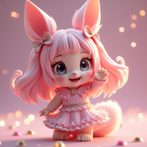 Cute Characters — Magical Girl Character With Flowing Ribbon-trimmed Character #0126 (Dreamina)