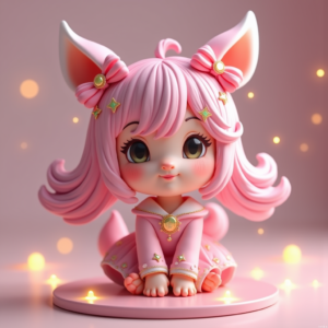 Cute Characters — Magical Girl Character With Flowing Ribbon-trimmed Character #0132 (ChatGPT)