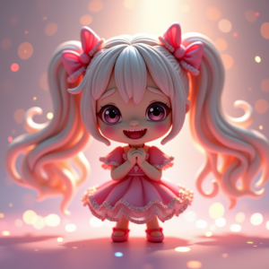 Cute Characters — Magical Girl Character With Flowing Ribbon-trimmed Character #0138 (Dreamina)