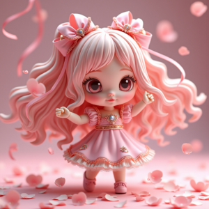 Cute Characters — Magical Girl Character With Flowing Ribbon-trimmed Character #0180 (ChatGPT)