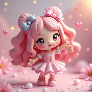 Cute Characters — Magical Girl Character With Flowing Ribbon-trimmed Character #0198 (Dreamina)