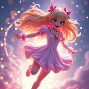 Cute Characters — Magical Girl Character With Flowing Ribbon-trimmed Character #0222 (Dreamina)