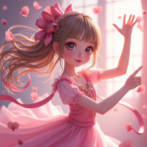 Cute Characters — Magical Girl Character With Flowing Ribbon-trimmed Character #0236 (Stable Diffusion)