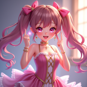 Cute Characters — Magical Girl Character With Flowing Ribbon-trimmed Character #0248 (Stable Diffusion)