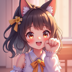Cute Characters — Magical Girl Character With Flowing Ribbon-trimmed Character #0254 (Recraft)