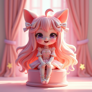 Cute Characters — Magical Girl Character With Flowing Ribbon-trimmed Character #0260 (Stable Diffusion)