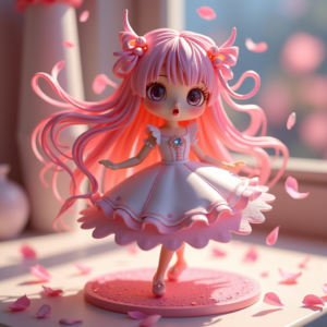 Cute Characters — Magical Girl Character With Flowing Ribbon-trimmed Character #0308 (Stable Diffusion)