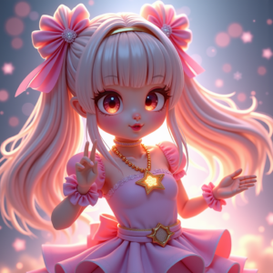 Cute Characters — Magical Girl Character With Flowing Ribbon-trimmed Character #0320 (Stable Diffusion)