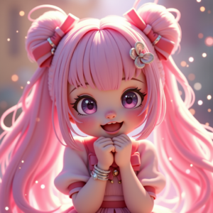Cute Characters — Magical Girl Character With Flowing Ribbon-trimmed Character #0338 (Recraft)