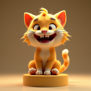 Cute Characters — Mischievous Cartoon Cat Character Mid-pounce With Character #0023 (Gemini)