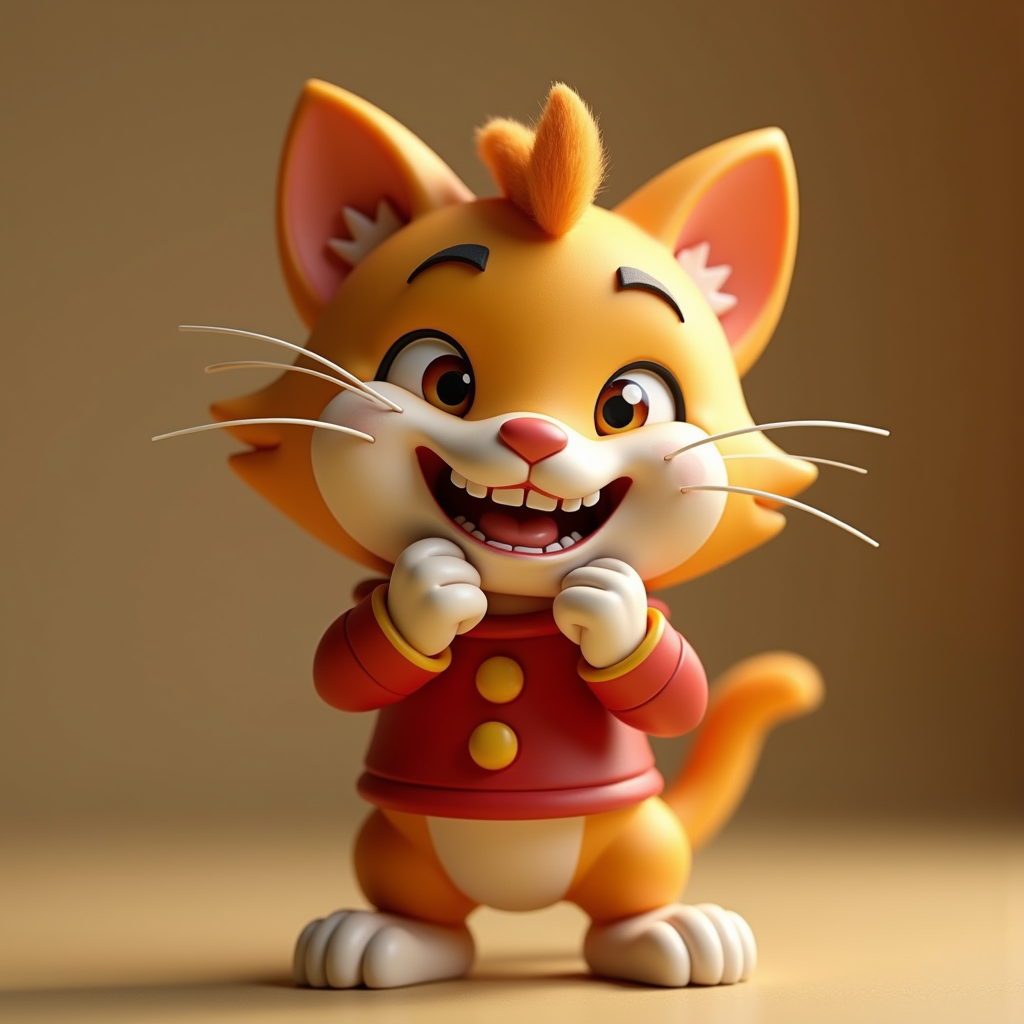 Cute Characters — Mischievous Cartoon Cat Character Mid-pounce With Character #0029 (Seedream)