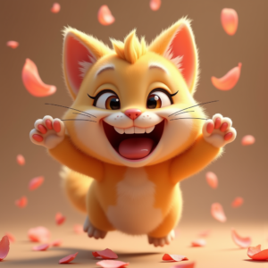 Cute Characters — Mischievous Cartoon Cat Character Mid-pounce With Character #0071 (Gemini)