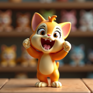 Cute Characters — Mischievous Cartoon Cat Character Mid-pounce With Character #0089 (Seedream)