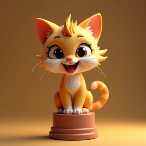 Cute Characters — Mischievous Cartoon Cat Character Mid-pounce With Character #0095 (Gemini)
