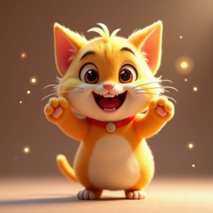 Cute Characters — Mischievous Cartoon Cat Character Mid-pounce With Character #0125 (Seedream)