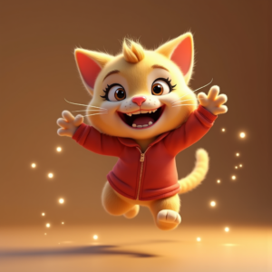 Cute Characters — Mischievous Cartoon Cat Character Mid-pounce With Character #0149 (Seedream)