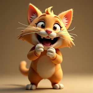 Cute Characters — Mischievous Cartoon Cat Character Mid-pounce With Character #0173 (Seedream)