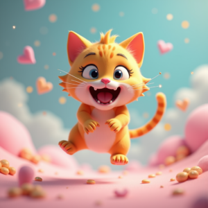 Cute Characters — Mischievous Cartoon Cat Character Mid-pounce With Character #0185 (Seedream)